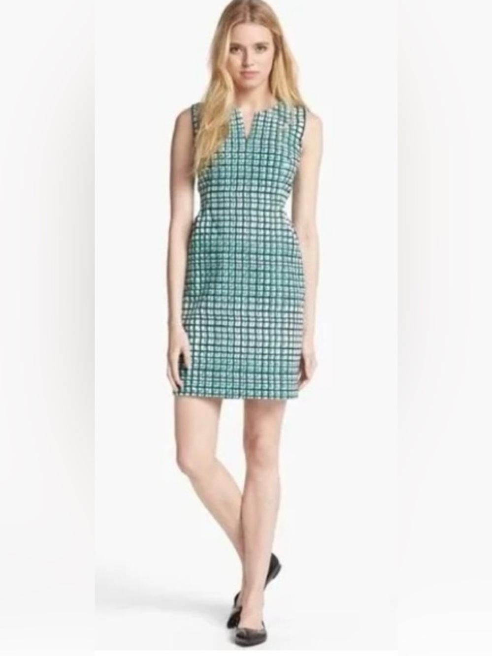 Kate Spade New York Green Geometric Textured Sheath Dress Size 4